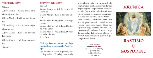 Molitvena kartica - Krunica Rastimo u Gospodinu